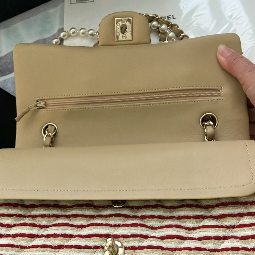 Chanel Classic Beige & red Striped Double Flap Bag 2014 - Picture 5 of 17